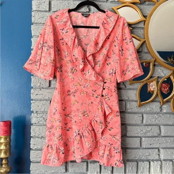TopShop Floral Pink Ruffle Dress - Picture 3 of 8